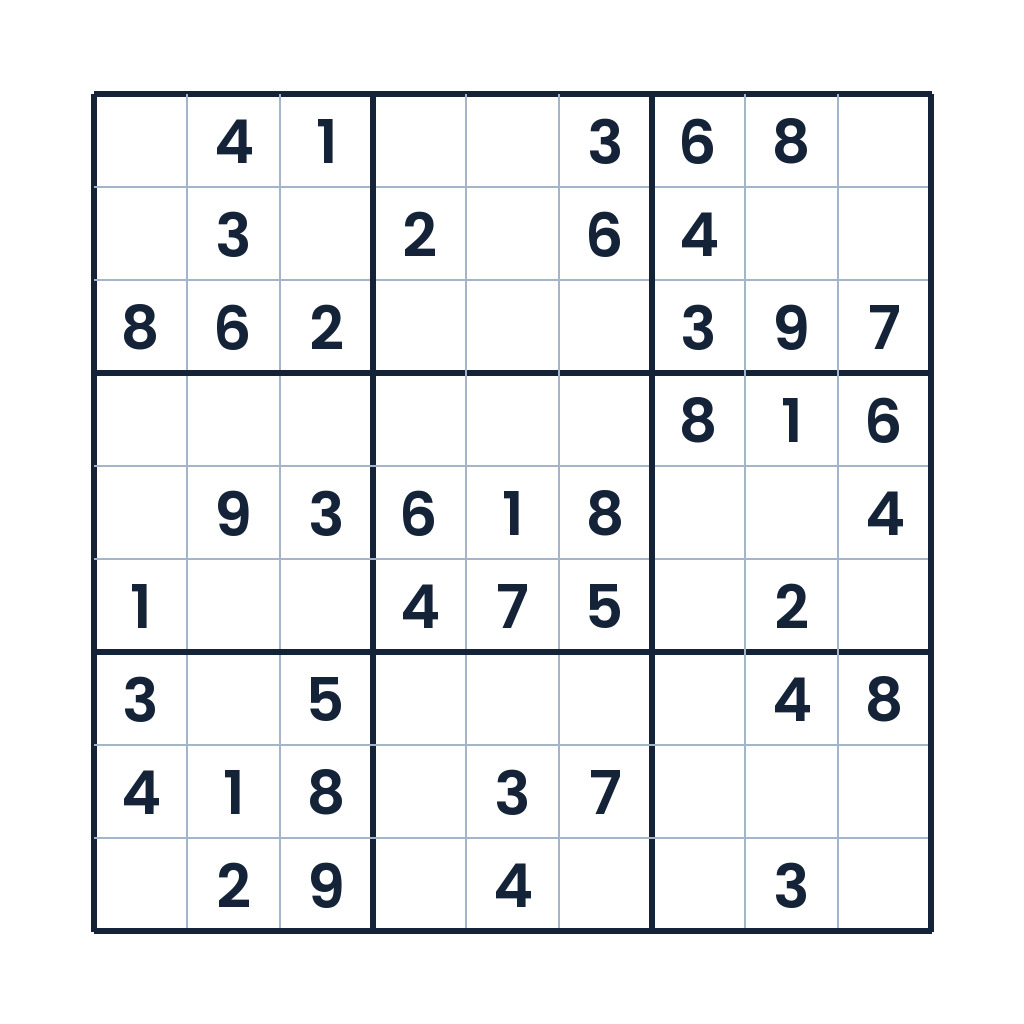Leichtes 9x9-Sudoku mit freien Zahlenfeldern für Kinder ab 10 Jahren