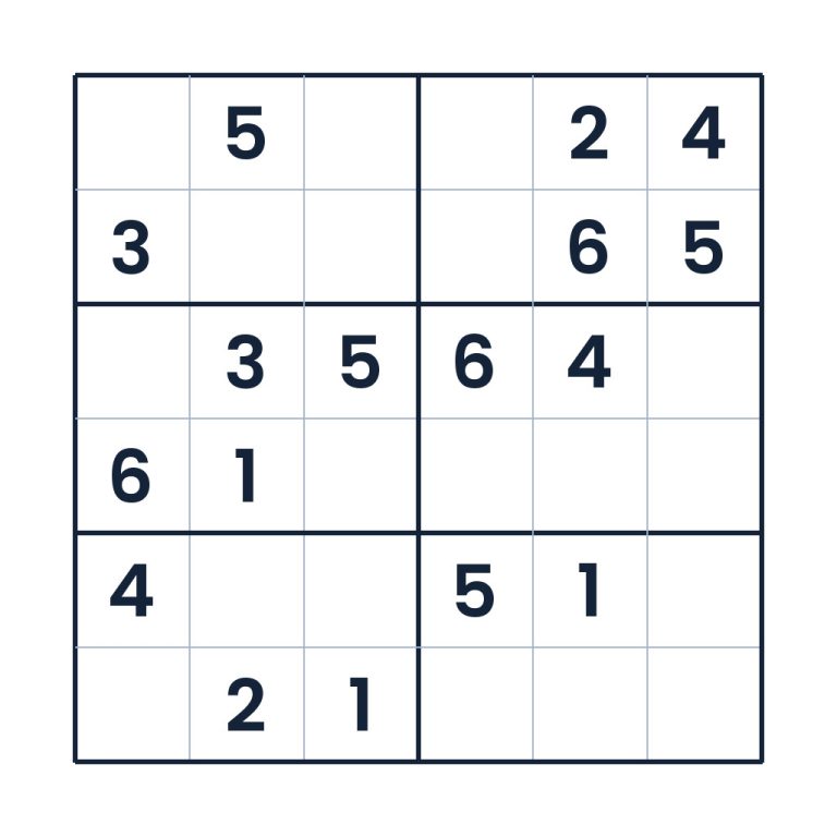 Schweres 6x6-Sudoku für Kinder ab 8 Jahren