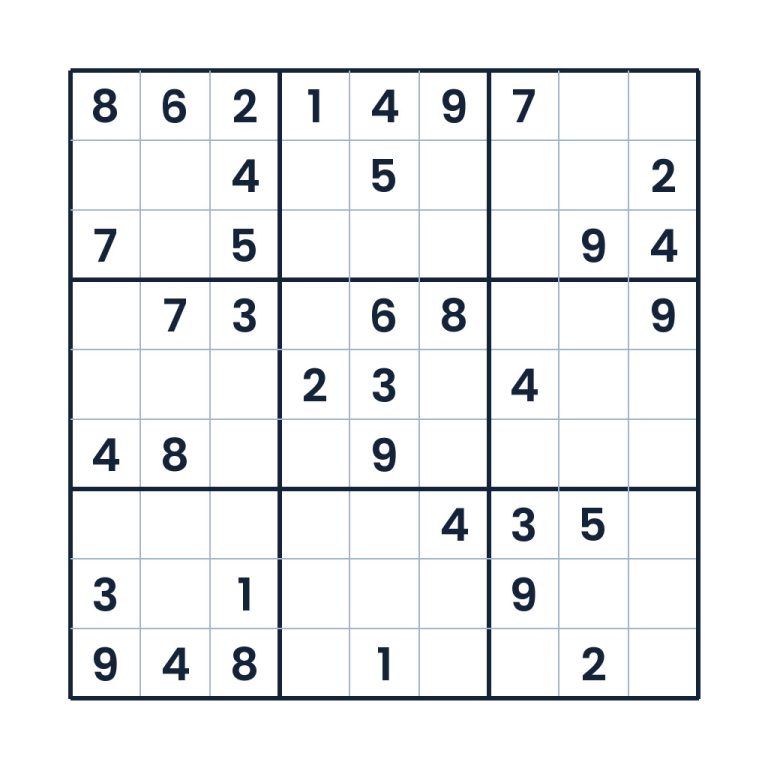 Mittelschweres 9x9-Sudoku für Kinder ab 10 mit Zahlenfeldern