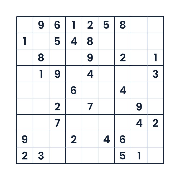 Mittelschweres 9x9-Sudoku mit neun 3x3-Blöcken