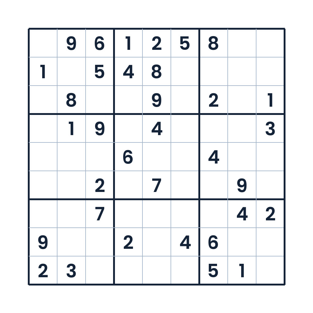 Mittelschweres 9x9-Sudoku mit neun 3x3-Blöcken