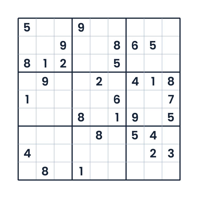 Schweres 9x9-Sudoku für Erwachsene mit präziser Zahlenmatrix