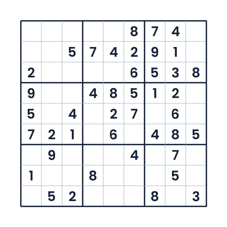 Leichtes 9x9-Sudoku für Kinder ab 10 Jahren mit Zahlenfeldern
