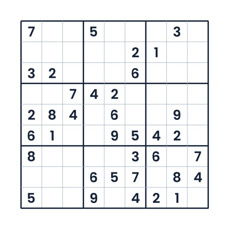 Mittelschweres 9x9-Sudoku zur Zahlenlogik für Kinder ab 12 Jahren