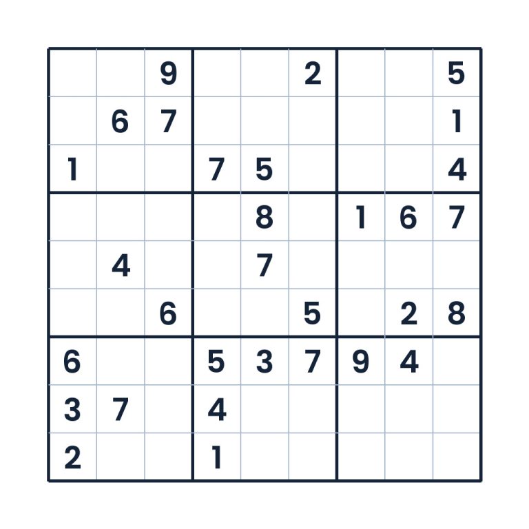 Schweres 9x9-Sudoku mit Zahlenfeldern zum Knobeln ab 10 Jahren