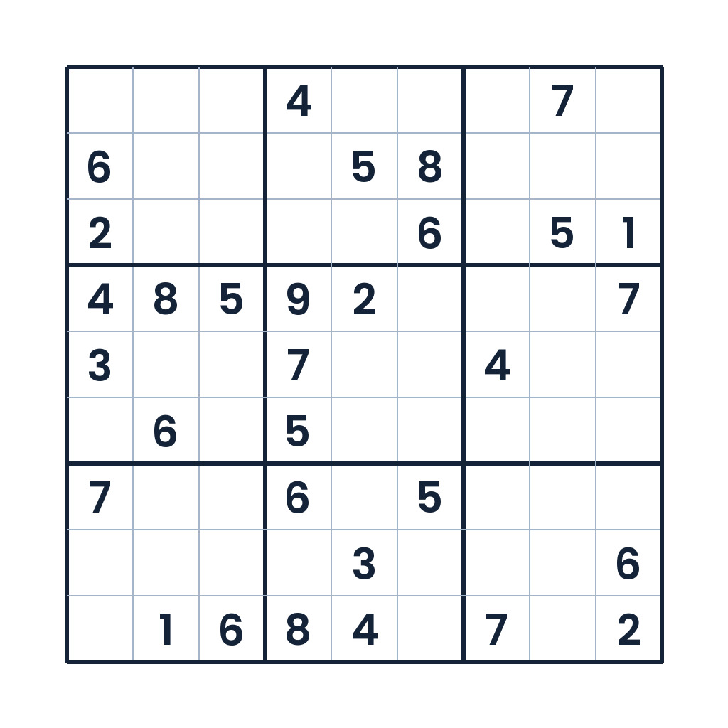 Schweres 9x9-Sudoku zur Zahlenlogik für Kinder ab 12 Jahren