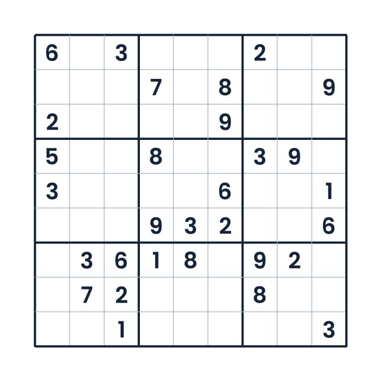 Schweres 9x9-Sudoku für Erwachsene mit Zahlenlogik