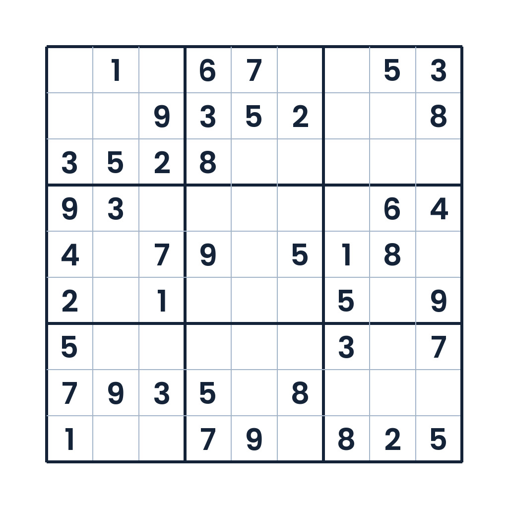 Leichtes 9x9-Sudoku mit Zahlenfeldern zum Online-Lösen und Ausdrucken