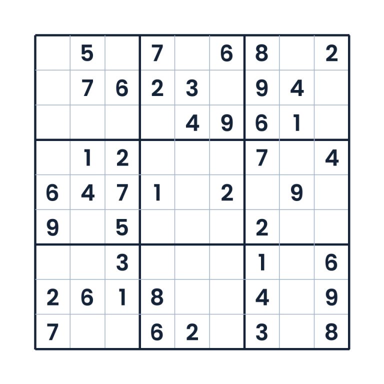 Leichtes 9x9-Sudoku mit Zahlen und leeren Feldern für Kinder ab 10 Jahren