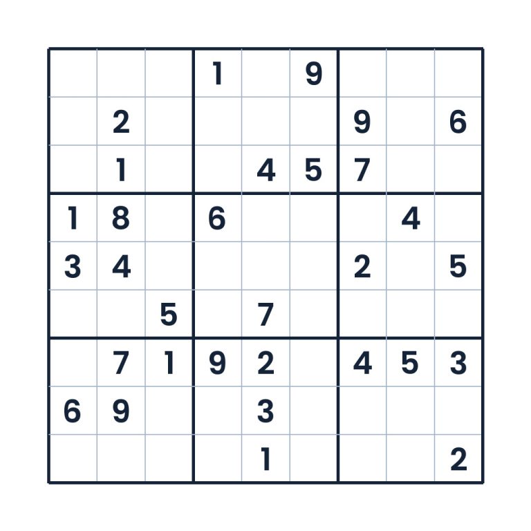 Schweres 9x9-Sudoku für Kinder ab 10 Jahren mit Zahlenfeldern