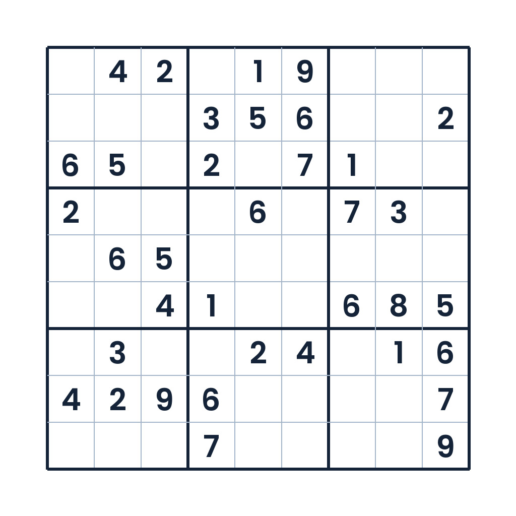 Mittelschweres 9x9-Sudoku mit Zahlenfeldern zum Knobeln