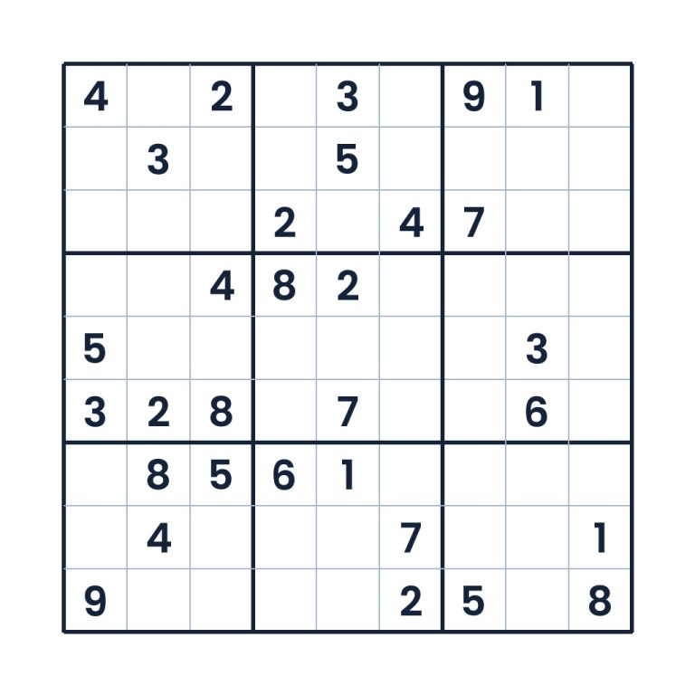 Schweres 9x9-Kinder-Sudoku zur Zahlenlogik ab 12 Jahren