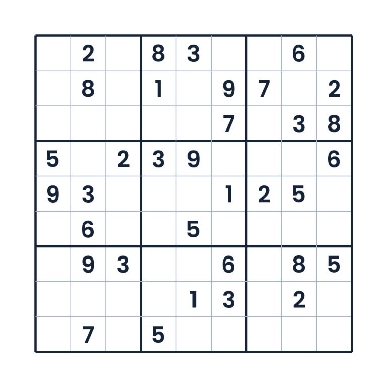 Mittelschweres 9x9-Sudoku mit Zahlenfeldern zum Lösen