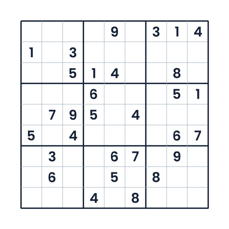 Schweres 9x9-Sudoku zur Zahlenlogik für Erwachsene