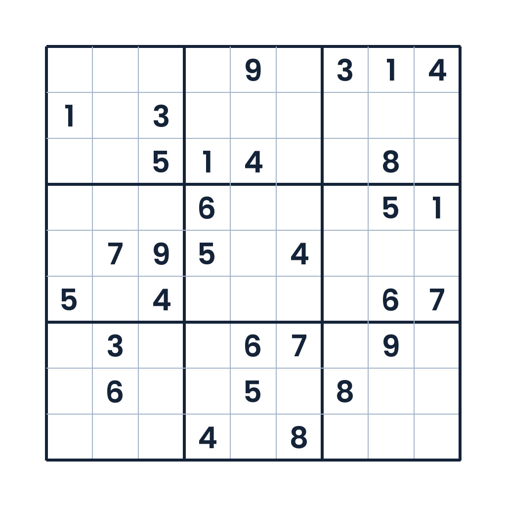 Schweres 9x9-Sudoku zur Zahlenlogik für Erwachsene