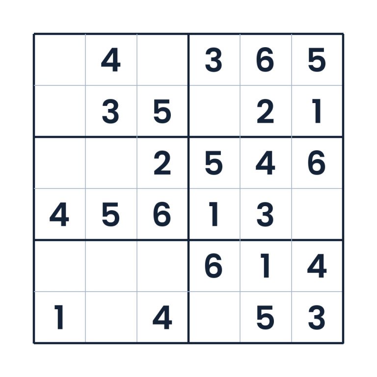 Leichtes 6x6-Sudoku für Kinder ab 8 Jahren