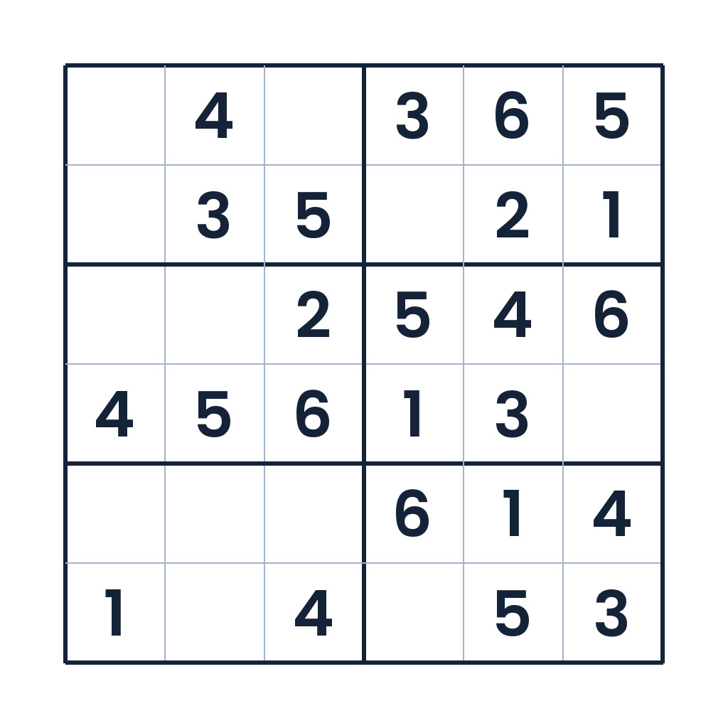 Leichtes 6x6-Sudoku für Kinder ab 8 Jahren